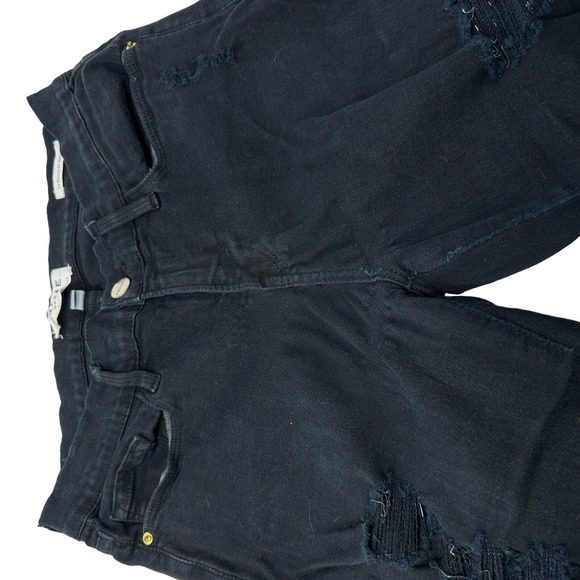 FRAME Le Skinny de Jeanne Ripped Noir Wash Skinny Jeans Black Distressed Size 28 - Picture 3 of 13